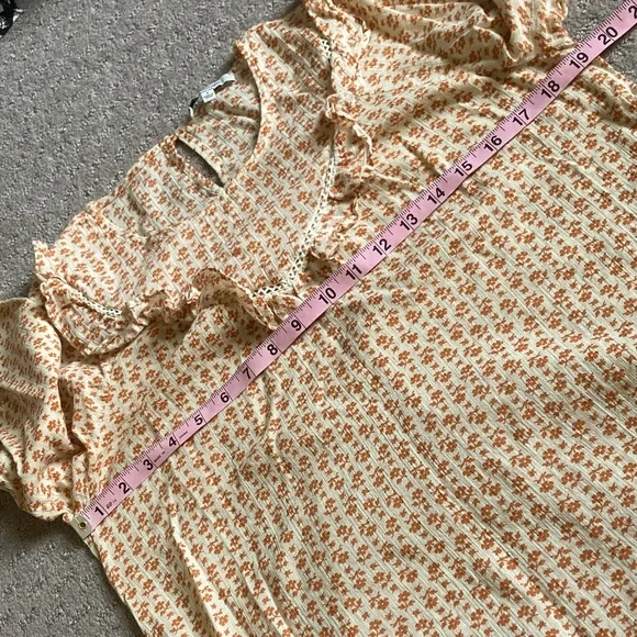 MADEWELL orange floral ruffle-yoke prairie top, Small. - Picture 11 of 11